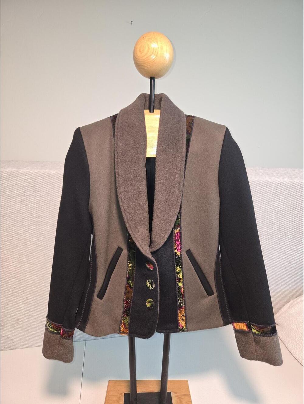 Women's Decorative Patchwork Wool/Mohair Blend Jacket